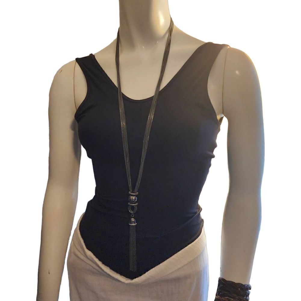Joan Rivers Gunmetal Multi-Strand Tassel Necklace